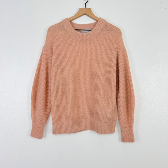 EVERLANE The Cocoon Crew Alpaca Wool Blend Sweater Size M Blush Pink Lightweight - Picture 2 of 14